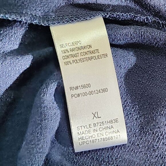 Democracy Ruffle Cap Sleeve Woven Top Blue Die Cut Lace Front Women's XL NWT - Picture 7 of 10